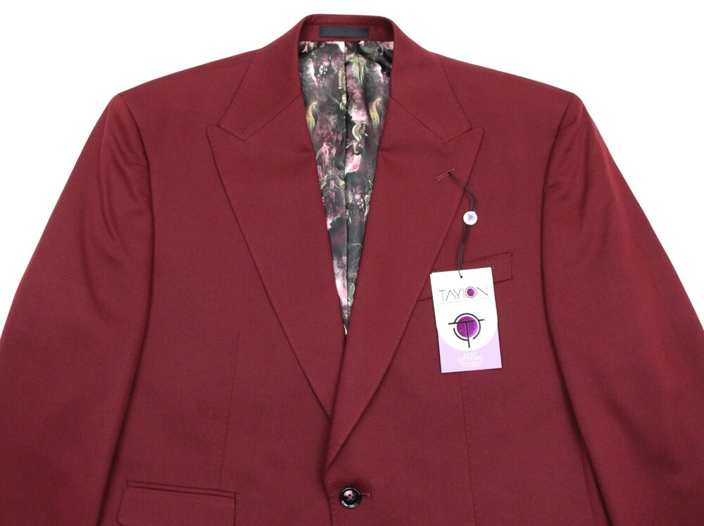 Tayion Suit Jacket 44 S Mens Red Solid Classic Fit Peak Blazer Sport Coat $360